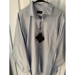 Thomas Dean Button Down Men XL Blue Yellow Italian Cotton MSRP $165 C113P16-2009